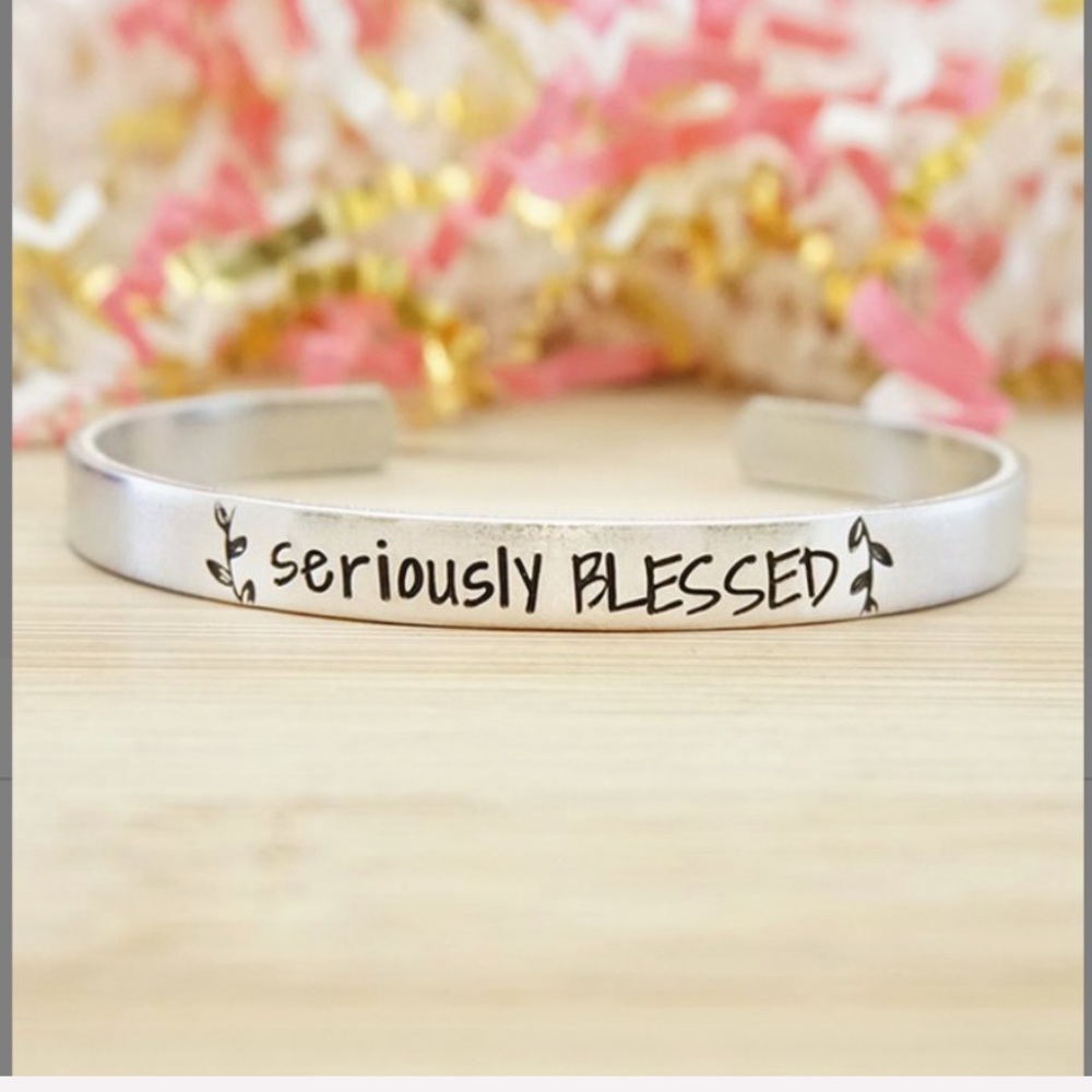 Silvertone ‘Seriously Blessed’ Adjustable Cuff